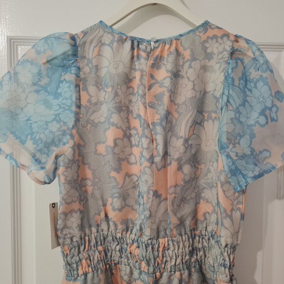 Anthropologie Somerset Jumpsuit Light Blue Peach Organza Size Small NWT - Picture 8 of 11